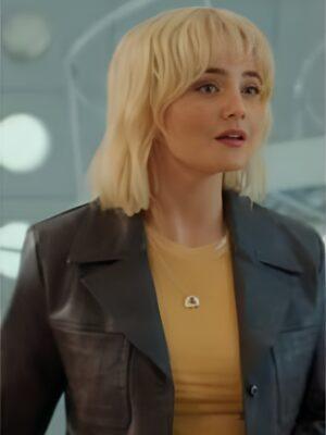 Doctor Who S15 Millie Gibson Dark Purple Leather Blazer
