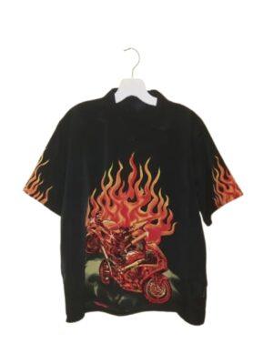 Stick S01 Lilli Kay Flames Print Black Shirt - Unisex