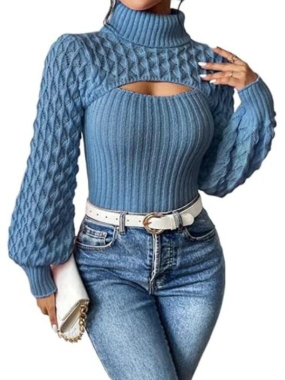 90 Day Fiance S11 Blue Cut Out Knit Sweater