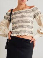Access Daily 2025 Jeanie Buss Off Shoulder Top