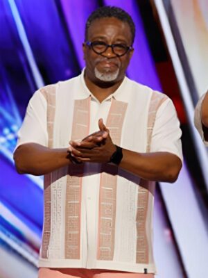 Americas Got Talent S20 White & Pink Printed Striped Shirt