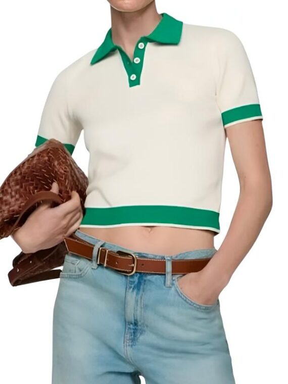Ginny & Georgia Georgia Miller White and Green Polo Top