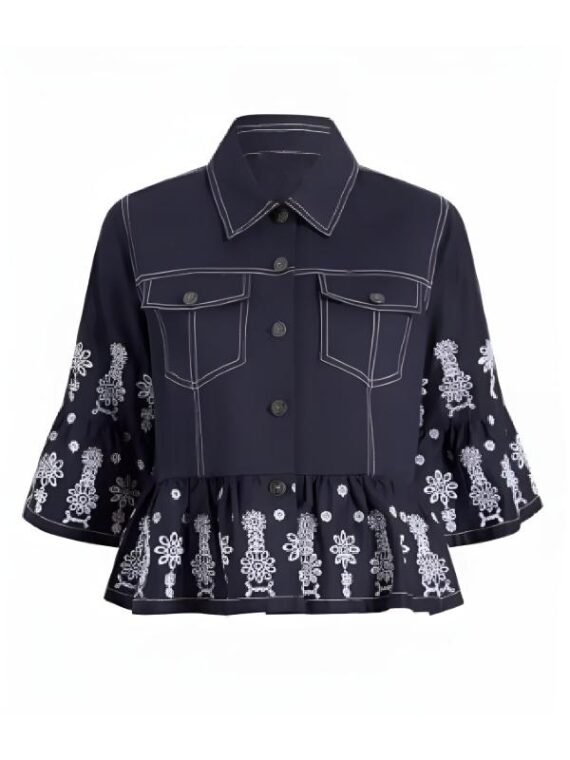 The View S28 Joy Behar Floral Eyelet Embroidered Jacket