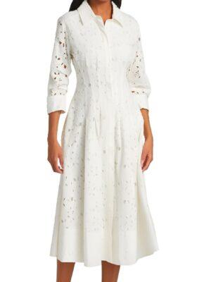 The View 2025 Kristin Davis Eyelet White Shirt Dress