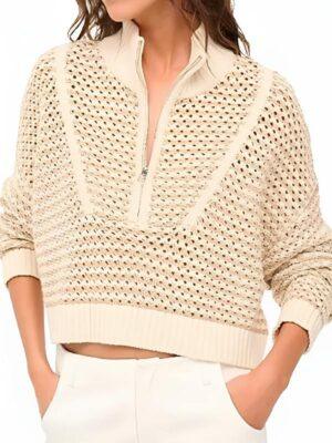 Sara Haines Hampton The View 2025 Striped Crochet Sweater
