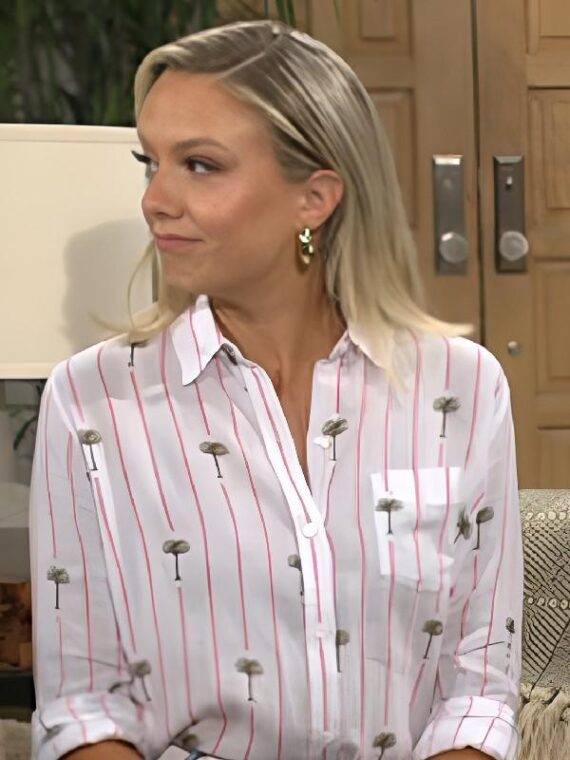 The Young And The Restless Melissa Ordway Palm Tree Print Striped Shirt