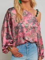 The Young And The Restless Sharon Newman Floral One-Shoulder Chain Blouse
