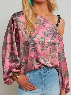 The Young And The Restless Sharon Newman Floral One-Shoulder Chain Blouse
