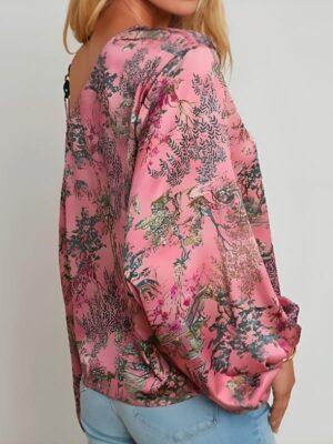 Sharon Case Series The Young And The Restless 2025 Sharon Newman Floral One-Shoulder Chain Blouse