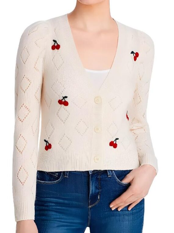 We Were Liars 2025 Esther McGregor Pointelle Cherry Cardigan