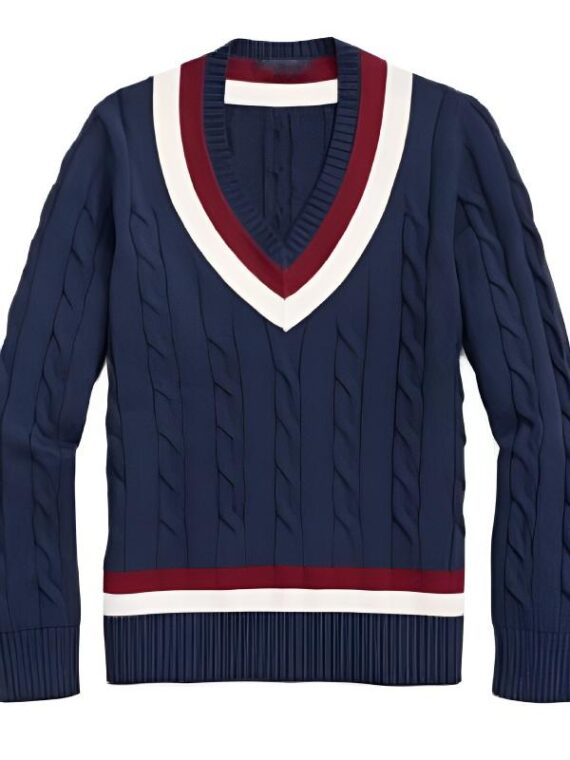 We Were Liars Emily Alyn Lind V-Neck Cable knit Sweater