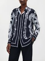 Yes Chef S1 Black Floral Silk Blouse