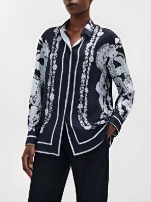 Yes Chef S1 Black Floral Silk Blouse - Unisex