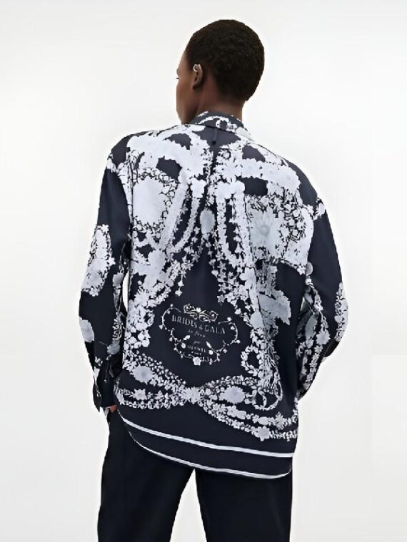 Yes Chef S1 Black Floral Silk Blouse