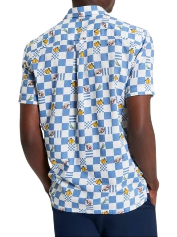 Access Daily Paul Zahn Blue and White Chequerboard Shirt