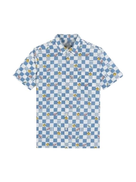 Access Daily Paul Zahn Blue and White Chequerboard Shirt