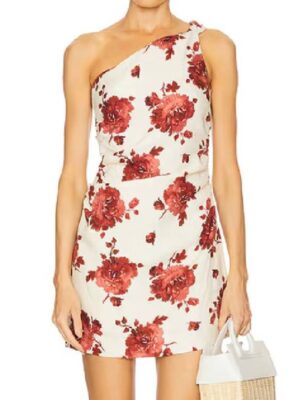 TV-Series Access Hollywood Maggie Q White Floral O-Shoulder Mini Dress