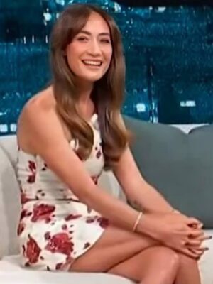 Access Hollywood Maggie Q White Floral O-Shoulder Mini Dress