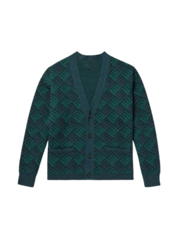 Access Hollywood Nick Offerman Green & Blue Printed Cardigan