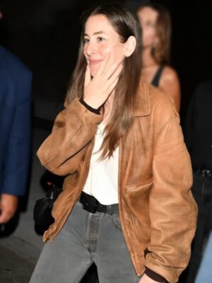 Alana Haim LA 2025 Brown Leather Jacket