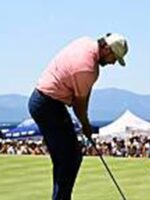 American Century Championship 2025 Travis Kelce Pink Polo Shirt