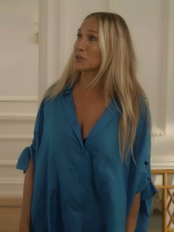 And Just Like That S03 Sarah Jessica Parker Blue Shirt Dress