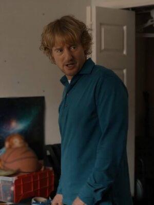 Stick Owen Wilson Blue Long Sleeve Polo Shirt