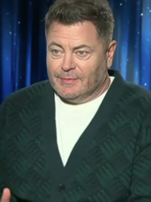 Access Hollywood Nick Offerman Green & Blue Printed Cardigan