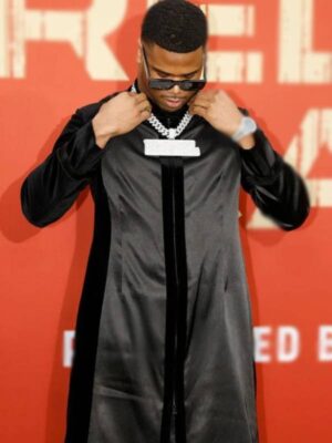 2025 NFL Draft Red Carpet Abdul Carter Long Overcoat - Black