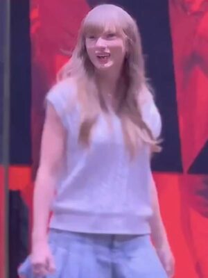 Taylor Swift Cincinnati vs Nebraska White Cable Knit Vest