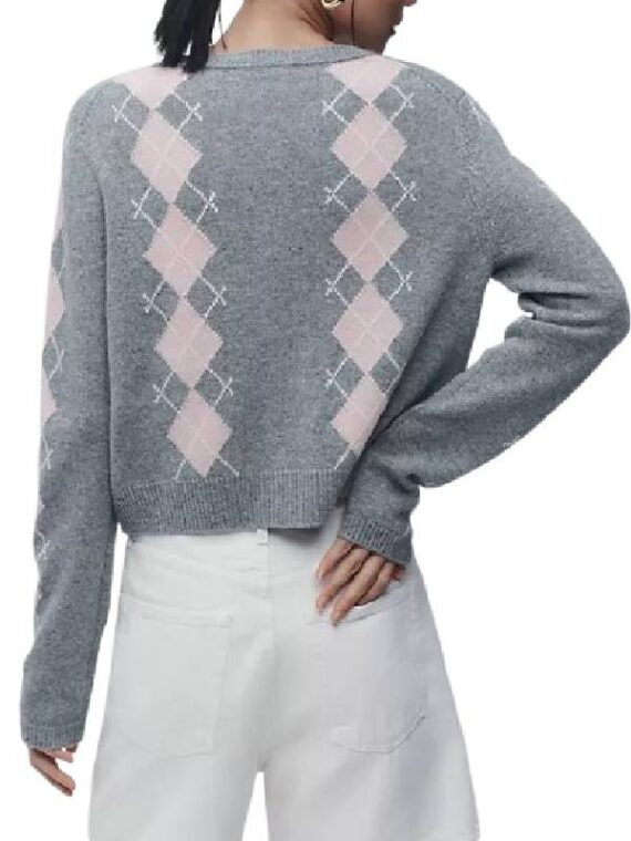 Leanne Kristen Johnston Grey and Pink Cardigan