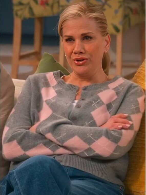 Leanne Kristen Johnston Grey and Pink Cardigan