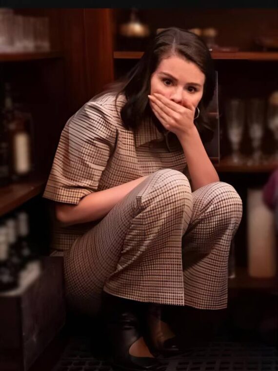 Only Murders In The Building S05 Selena Gomez Plaid Polo Top