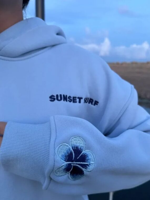 Sunset Surf Blue Hibiscus Hoodie