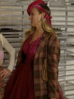 And Just Like That Sarah Jessica Plaid Long Coat