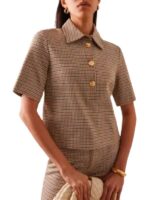 Only Murders In The Building S05 Selena Gomez Plaid Polo Top