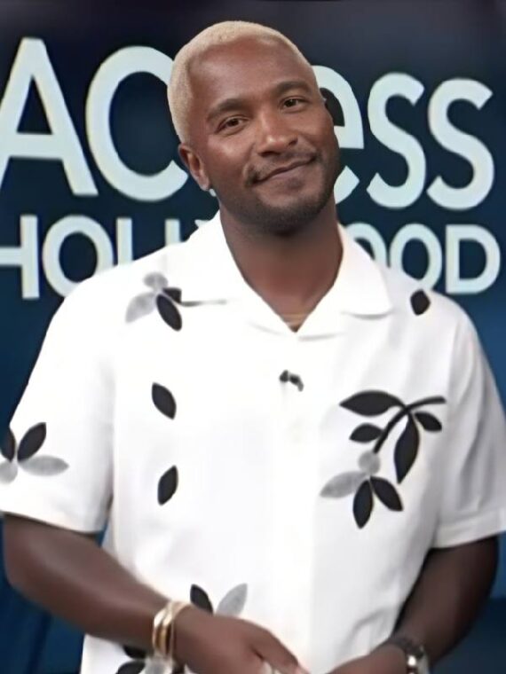 Access Hollywood 2025 Scott Evans White & Black Floral Shirt