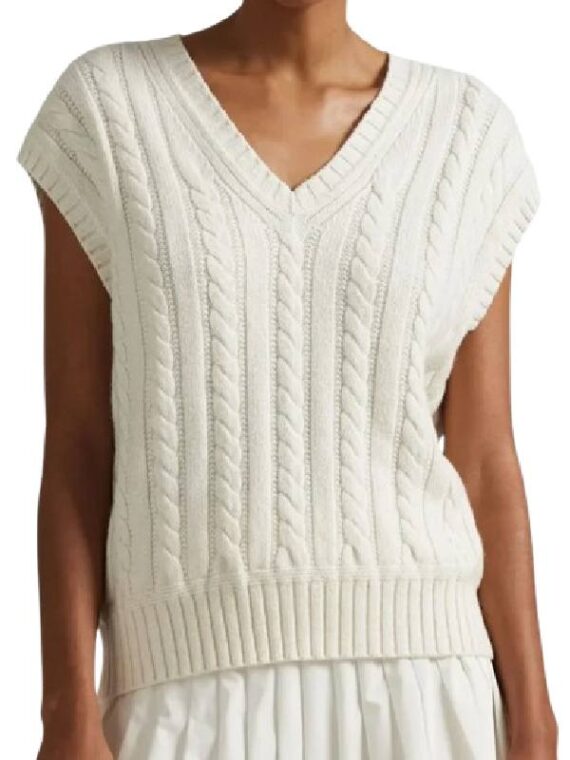Taylor Swift Cincinnati vs Nebraska White Cable Knit Vest