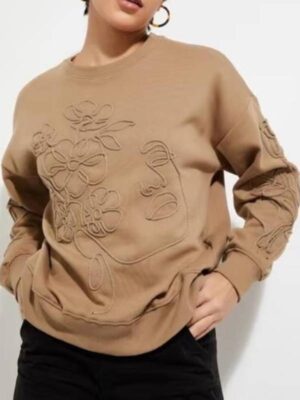 90 Day Fiance The Other Way S07 Jenny Brown Floral Applique Sweater - unisex