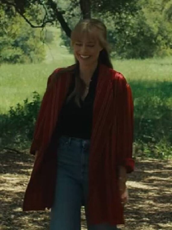 A Big Bold Beautiful 2025 Journey Margot Robbie Red Coat