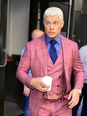ABC Studio 2025 Cody Rhodes Pink Plaid Blazer