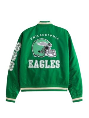 Unisex Abercrombie Philadelphia Eagles Green Varsity Bomber Jacket