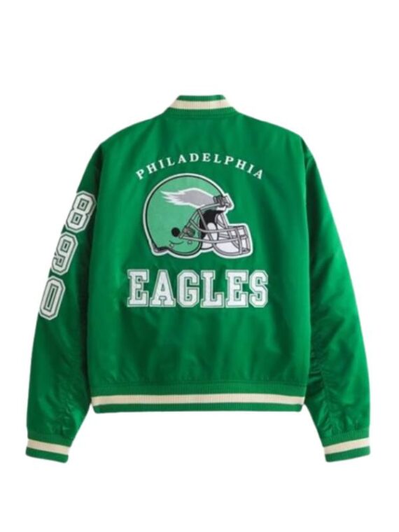 Abercrombie Philadelphia Eagles Green Varsity Bomber Jacket