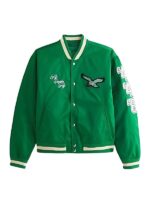 Abercrombie Philadelphia Eagles Green Varsity Bomber Jacket