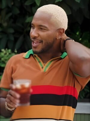 Access Daily Scott Evans Brown Striped Polo Shirt