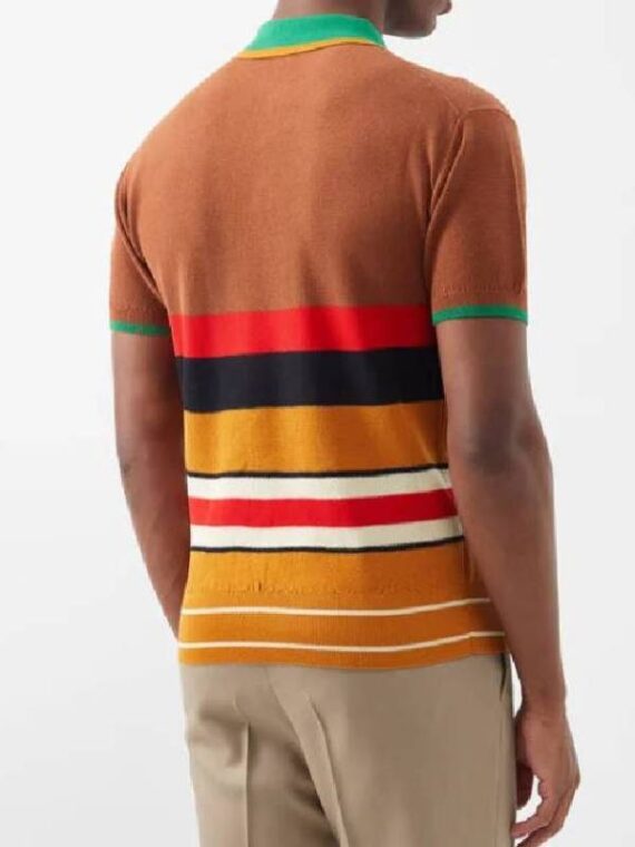 Access Daily Scott Evans Brown Striped Polo Shirt