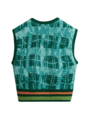 Access Hollywood 2025 Scott Evans Teal Green Graphic Print Knit Sweater Vest