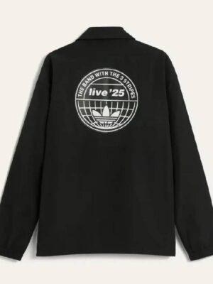 Adidas x Oasis Tour White Trefoil & Globe Graphic Back Print Black_Khaki_Navy_Light Coach Jacket On Sale