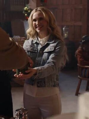 Fiona Gubelmann TV Movie A Royal Montana Christmas 2025 Fringe Denim Jacket