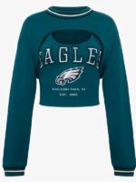 Philadelphia Eagles Midnight Green Fleece Shrug Cami